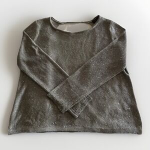 The Limited Sweater Women's Sz Medium Silver Gray Sparkle Sequins Knit Open Back